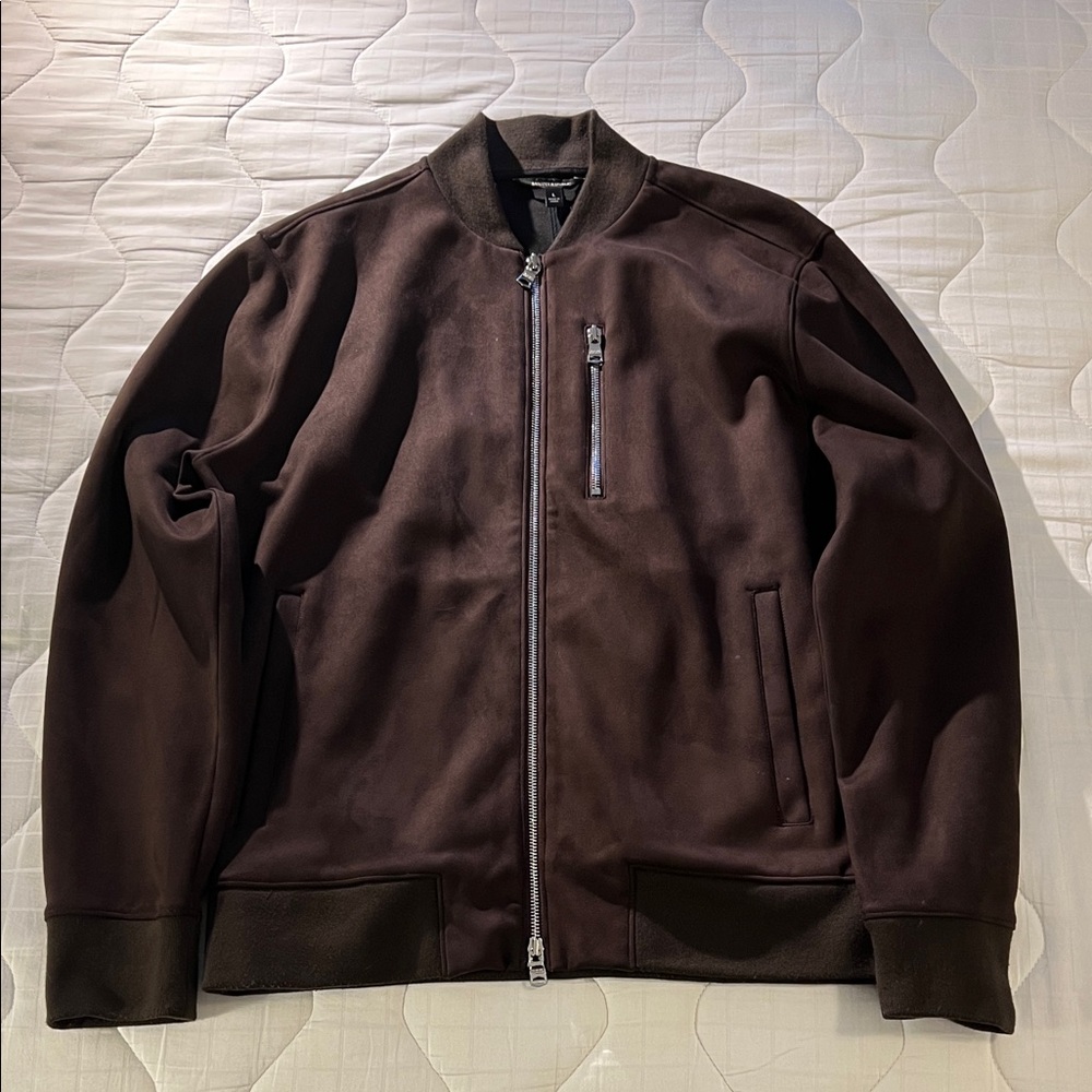 Banana Republic Men’s Vegan Suede  Bomber Jacket — Chocolate Brown — Large